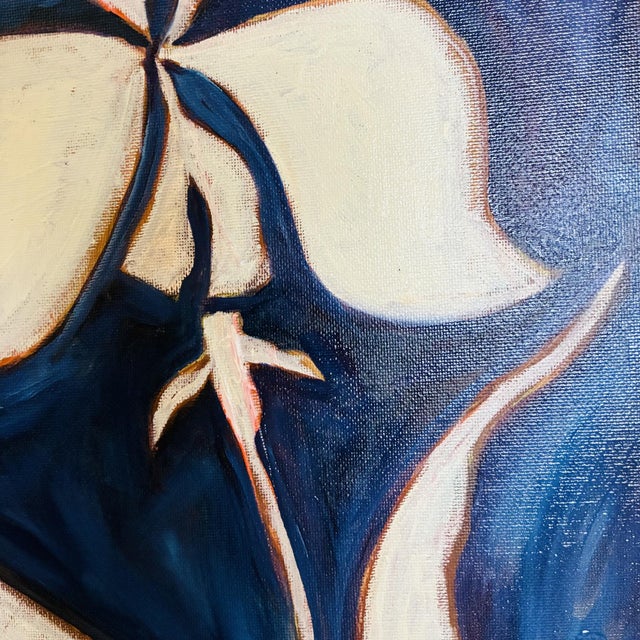 2020s Original Iris Flower Painting in Gold Bamboo Frame, Oil on Canvas, 11" X 14" by Tatiana Duperault For Sale - Image 5 of 5