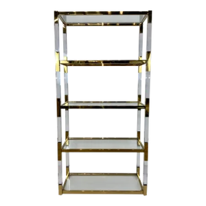 Modern Acrylic and Brass Etagere