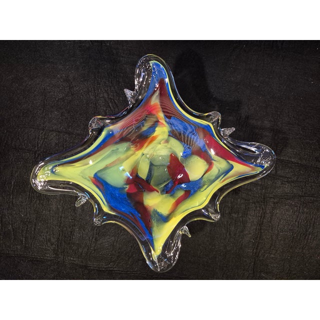 Italian Mid 20th Century Italian Murano Style Sculptural Art Glass Bowl For Sale - Image 3 of 9