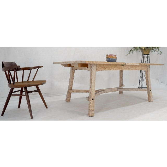 MCM Arts & Crafts Cerused Oak Dining Table w/ 12" Extension Leaf Board Mint!