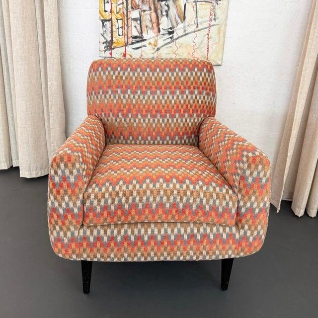1940s MId Century Modern Upholstered Lounge Chair Ottoman Set For Sale - Image 9 of 11