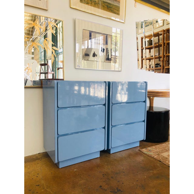 1980s Lacquered Pale Blue Nightstands A Pair Chairish