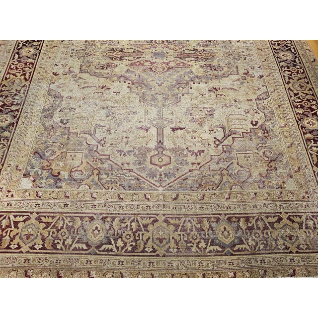 19th Century Agra Rug, Hand-Knotted Wool, Geometric Design, Pale Purple & Gray, 12' X 14’ For Sale - Image 14 of 18