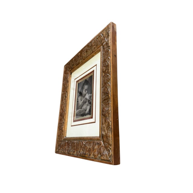 Gothic Framed Halloween Lenticular Hologram Portrait of Girl & Doll in Ornate Gold Leaf Frame For Sale - Image 3 of 6