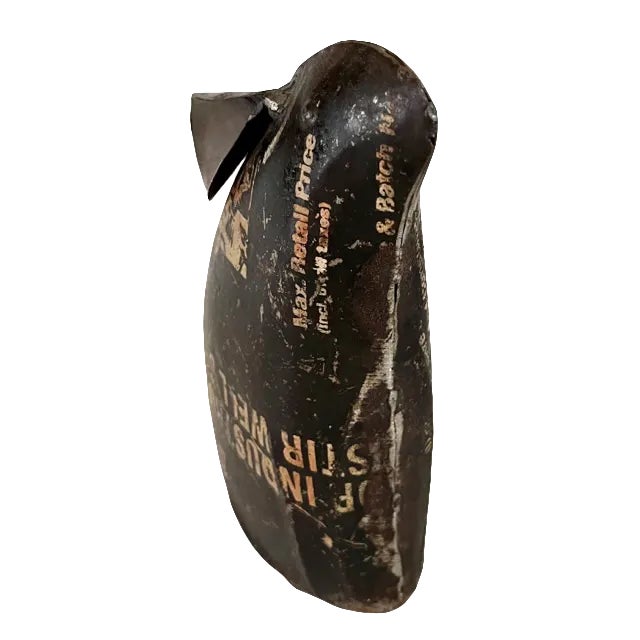 Cleverly découpage antique rabbit crafted with molded tin. Vintage brown rabbit, his pointed ears folded back and his tail...