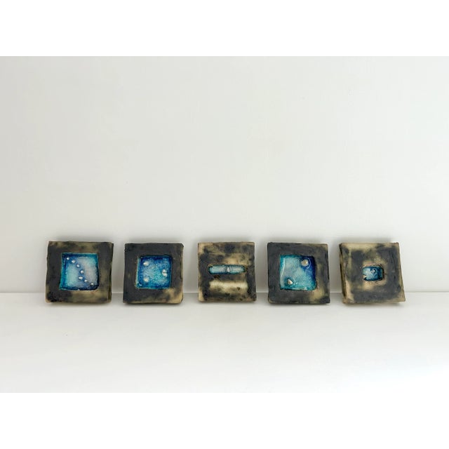 Studio Pottery five piece ceramic wall hanging. Endless ways this grouping can be hung or simply displayed on a flat...