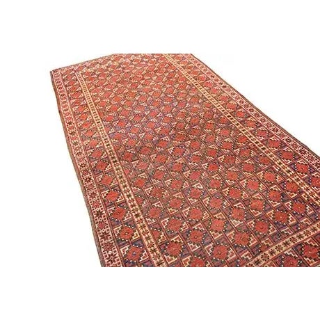 Traditional Wonderful Red Color With Rhombus Geometric Design Antique Asian Ersari Beshir Rug For Sale - Image 3 of 12