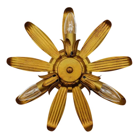 Mid-Century Modern 3-Light Sunburst Lamp, Italy, 1960s For Sale