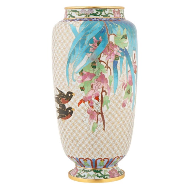 Chinese Birds Polychrome Cloisonne Enamel Vase For Sale In New York - Image 6 of 6
