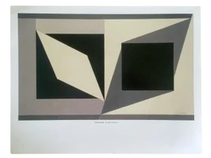 Victor Vasarely Op Art Modernist Geometric Lithograph Print " Homage to Malevich " 1953