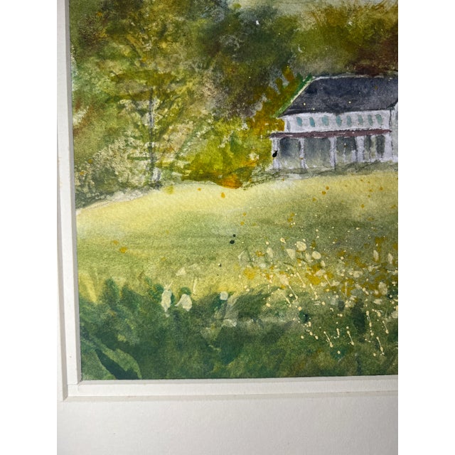 Original Watercolor Countryhouse With Red Barns For Sale - Image 4 of 8