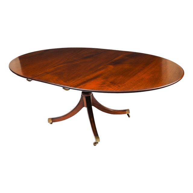 Vintage 20th Century Regency Revival Oval Dining Table with One Leaf from William Tillman, 1990s For Sale
