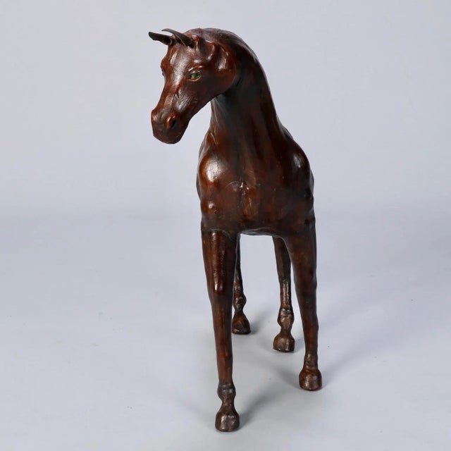 Large Vintage Leather Covered Horse Sculpture For Sale In Detroit - Image 6 of 9