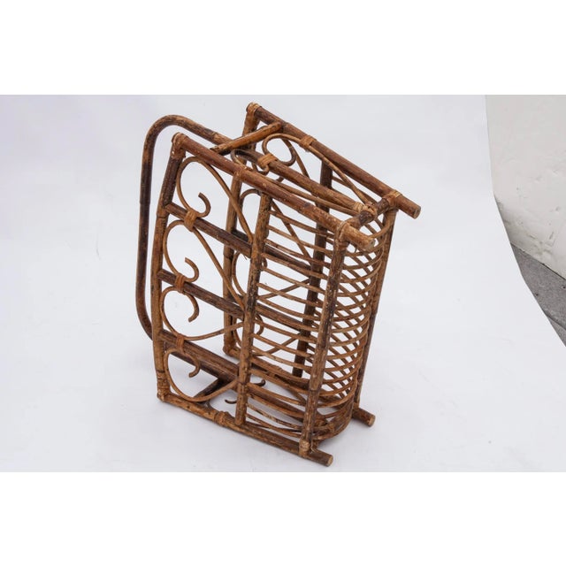 Mid 20th Century Early 1960s Bent Bamboo Magazine Rack For Sale - Image 5 of 6