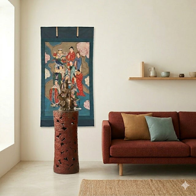 Large Chinese Canvas Art of Characters of Investiture of the Gods For Sale - Image 12 of 12