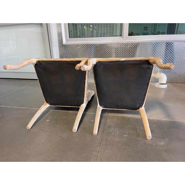 Vintage Faux Bois Carved Side Chairs in Botanical Upholstery, a Pair For Sale - Image 9 of 9