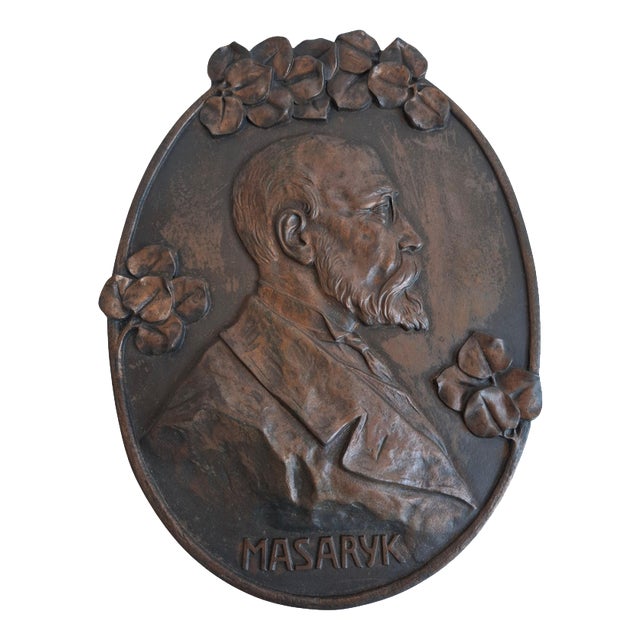 Art Deco Wall Plaque by T. G. Masaryk, Former Czechoslovakia, 1920 For Sale