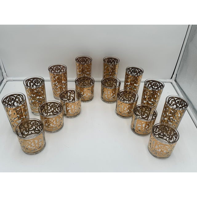 1960s 1960s Georges Briard Gilt Decorated Glasses- 16 Pieces For Sale - Image 5 of 11