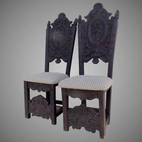 Late 19th Century Carved Louis XIV Style Side Chairs Renaissance Revival - a Pair For Sale - Image 5 of 5
