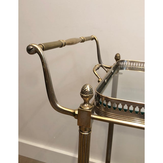 Metal 1940s Maison Bagués. Neoclassical Style Silvered Brass Drinks Trolley. French For Sale - Image 7 of 12