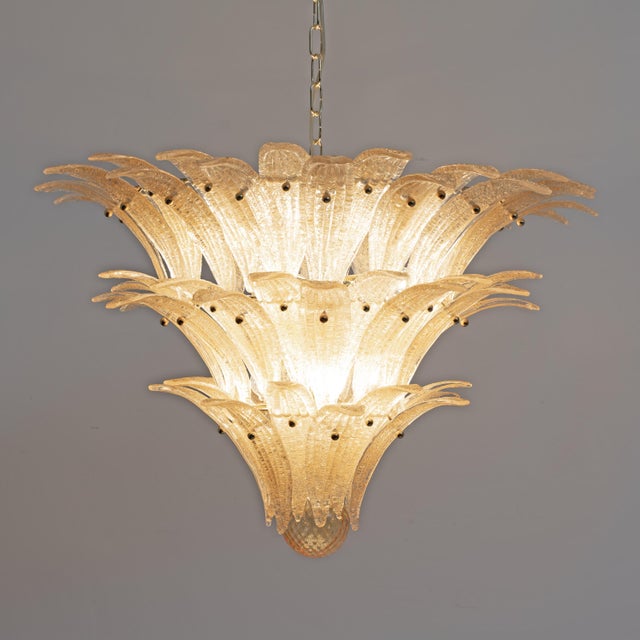 Mid-Century Modern Vintage Gold-Palmette Murano Glass Pendant Light, 2000 For Sale - Image 3 of 12