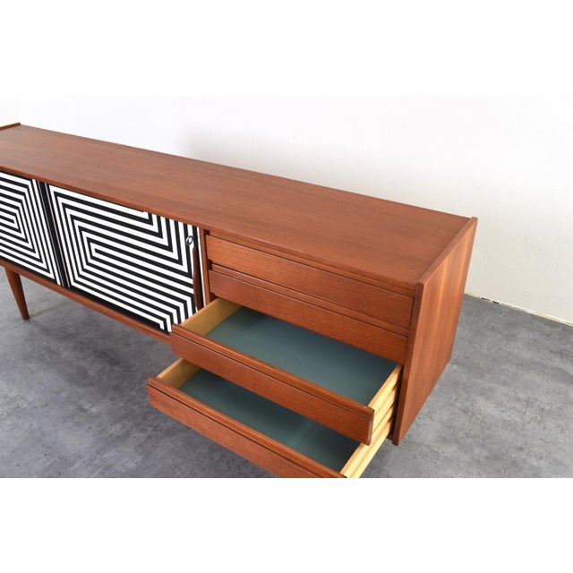Mid-Century Modern Op-Art Hand-Painted Teak Sideboard, 1960s For Sale - Image 16 of 17