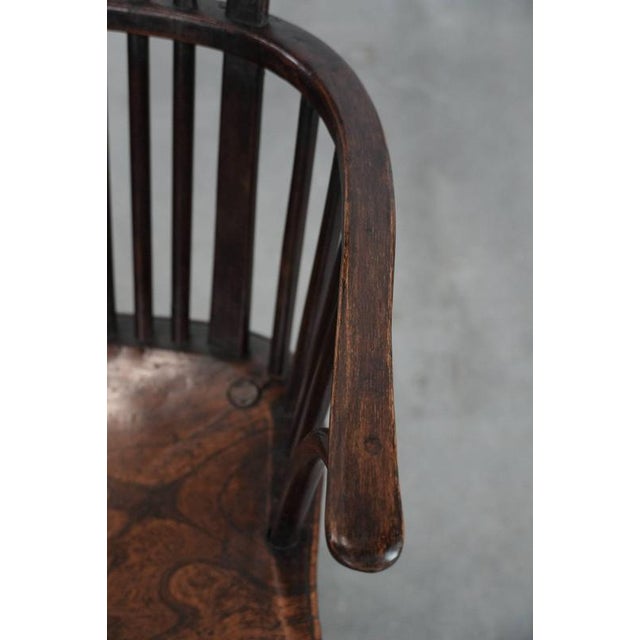 Brown Antique 18th Century English Windsor Chair with Slatted Backrest For Sale - Image 8 of 18