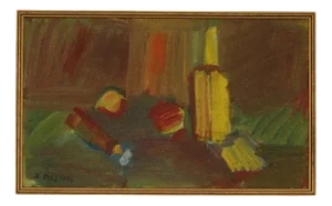 Bengt Delefors, Fruit and Bottle, 1960s, Oil on Panel, Framed