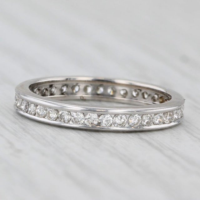 Metal 0.35ctw Diamond Eternity Wedding Band Stackable Anniversary Ring Size 4.25 For Sale - Image 7 of 8