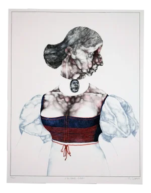 Reiner Schwarz, The Dirndl Model, 1969, Lithograph