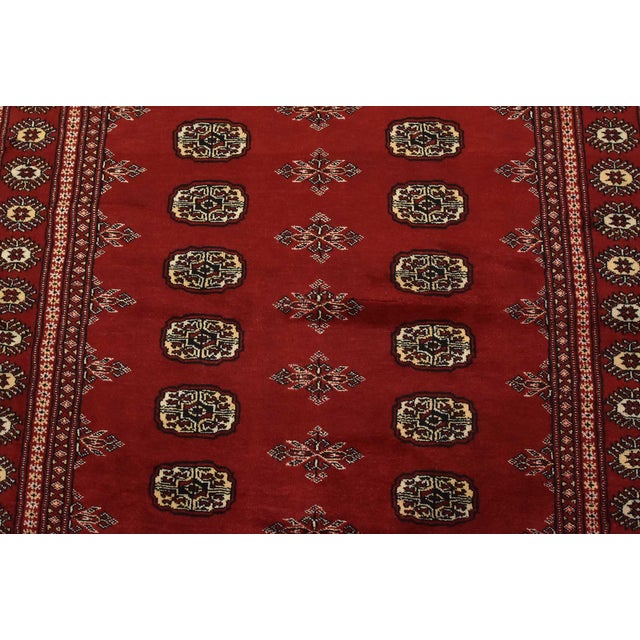 2020s Bokhara Rug 4’8” X 6’1” Red Wool Tribal Hand-Knotted Oriental Carpet For Sale - Image 5 of 12