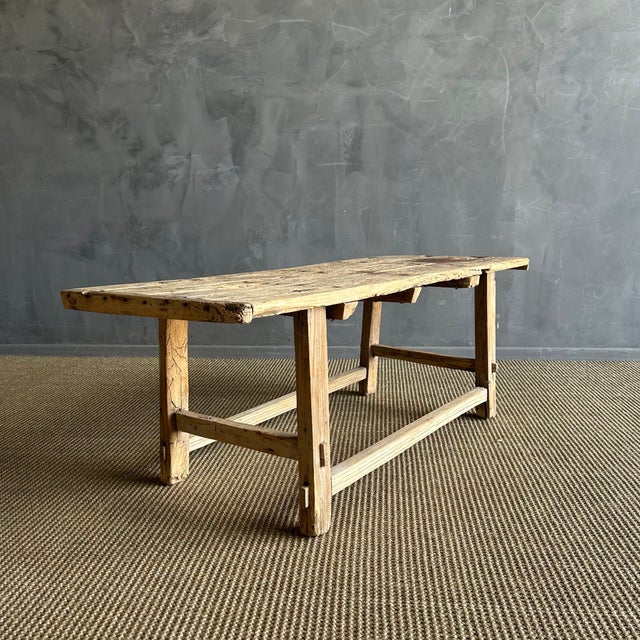 Mid-Century Modern Vintage Reclaimed Natural Elm Wood Coffee Table For Sale - Image 3 of 8