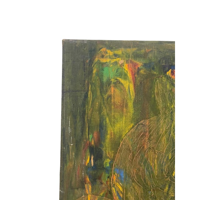Mid 20th Century Vintage Abstract Expressionist Oil Painting on Canvas, Signed "Gierda," Textured Figurative Composition. For Sale - Image 5 of 10