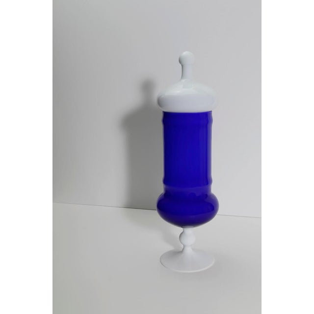 Glass Apothecary Jar in Cobalt Blue Cased Glass by Carlo Moretti, Italy, 1960s For Sale - Image 7 of 10