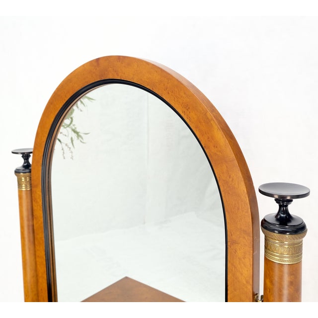 Burl Wood Biedermeier Dressing Table Mirror Matching Chair Cane Seat Mint! For Sale - Image 15 of 18