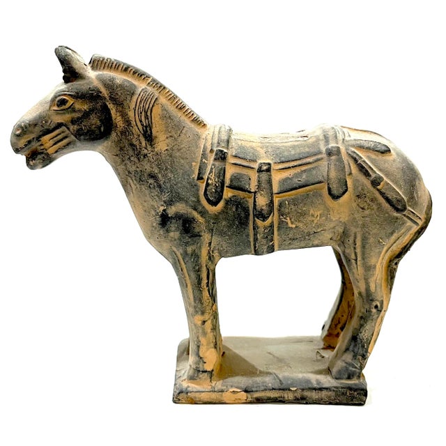 1980's Large Chinese Terracotta Tang Warriors and Horse Figures Set - 3 Pieces For Sale - Image 11 of 14