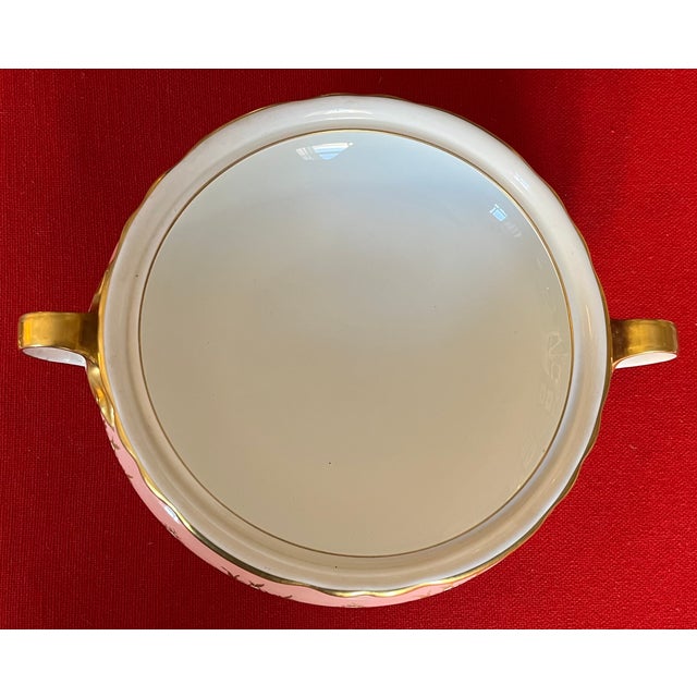 Aynsley Pink & Gold Foliage English Bone China Porcelain Soup Tureen or Vegetable Serving Dish For Sale - Image 16 of 18