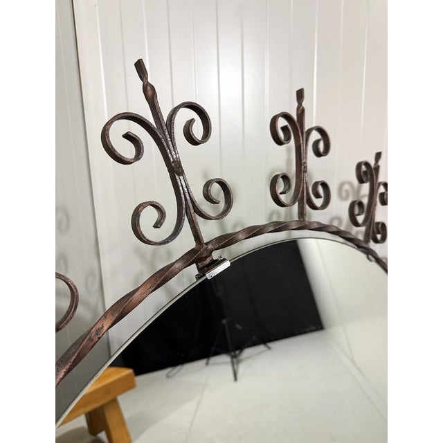 Large Round Wrought Iron Wall Mirror, 1960s For Sale - Image 7 of 18
