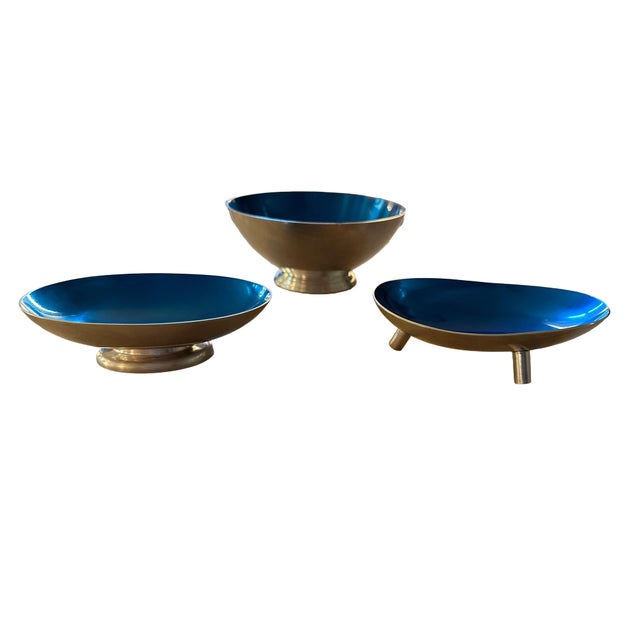 CF Christensen Mid-Century Modern Enameled Bowls by Carl F. Christiansen for Reed and Barton For Sale - Image 4 of 9
