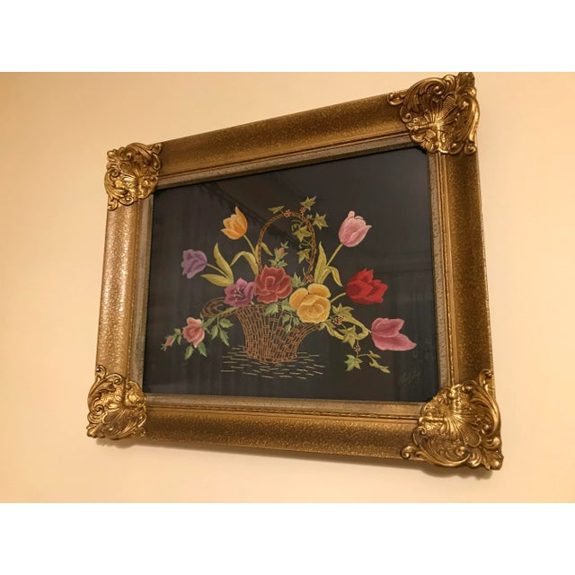 Framed Image Woven on Silk, 1950 For Sale - Image 6 of 14