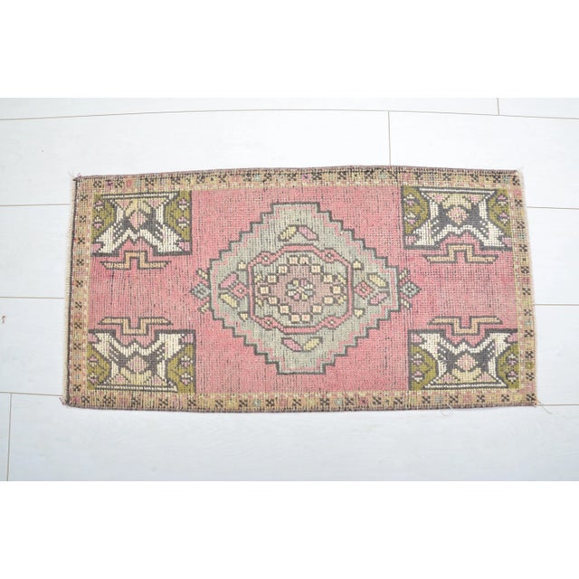 1960s Handmade wool and cotton rug in Turkish Anatolian Small Rug, Vintage Doormat Rug, Turkish Decorative Rug, Handmade...