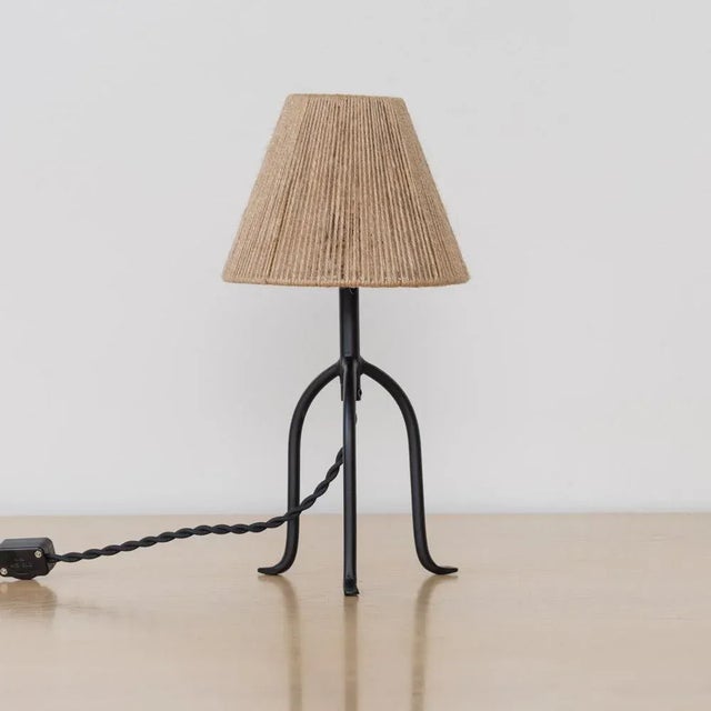 Panoplie Petite Iron Tripod Lamp, Rope Shade For Sale In Los Angeles - Image 6 of 10