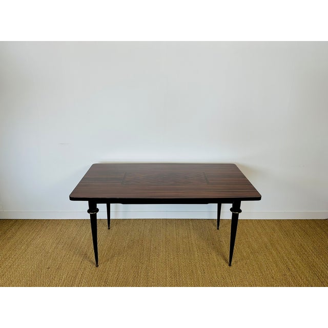 Mid-Century Modern Art Deco Dining Table in Macassar Ebony and Marquetry, 1940s For Sale - Image 3 of 18