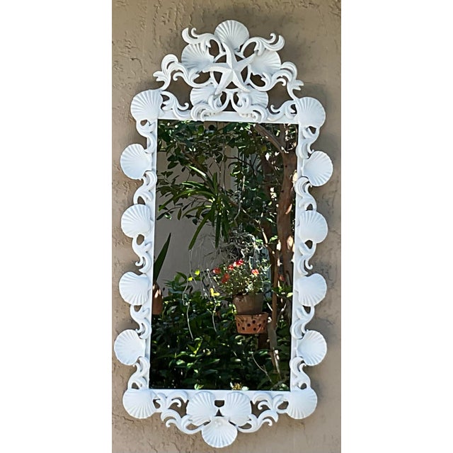Vintage Coastal Cast Iron Shell & Starfish Wall Mirror For Sale - Image 15 of 15