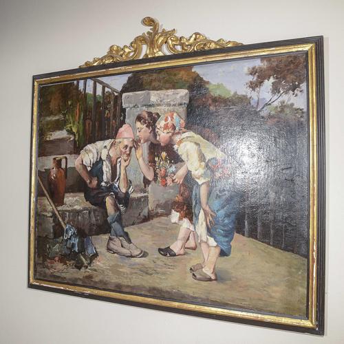 Neapolitan Scene, Oil on Canvas, Framed For Sale - Image 7 of 8