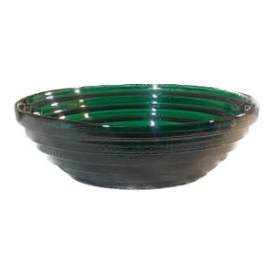 Vintage Blenko Emerald Green Stepped Glass Bowl