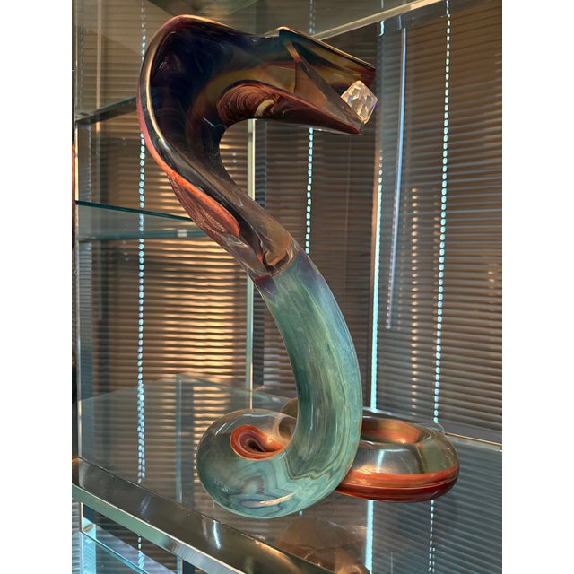 Vintage Dino Rosin Calcedony Cobra Blown Glass Murano Sculpture For Sale - Image 9 of 10