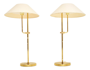 Vintage Swedish Brass Rise and Fall Lamps from Bergboms, 1970, Set of 2