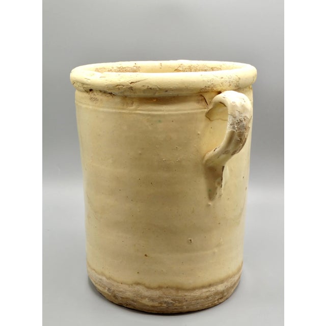 An antique Italian earthenware confit jar or pot. It is a large 19th-Century authentic handcrafted and hand painted jar....