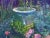 Late 20th Century Vintage American Impressionist Landscape Painting With Roses and Bird Bath For Sale - Image 5 of 9